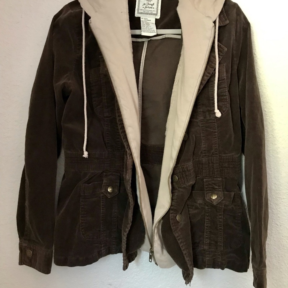 Womens XL Brown-Beige Cargo Jacket by For Joseph